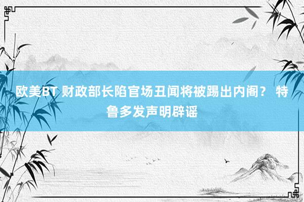 欧美BT 财政部长陷官场丑闻将被踢出内阁？ 特鲁多发声明辟谣