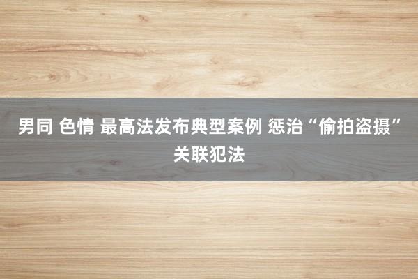 男同 色情 最高法发布典型案例 惩治“偷拍盗摄”关联犯法