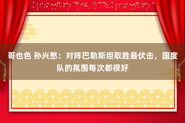 哥也色 孙兴慜：对阵巴勒斯坦取胜最伏击，国度队的氛围每次都很好