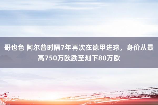 哥也色 阿尔普时隔7年再次在德甲进球，身价从最高750万欧跌至刻下80万欧