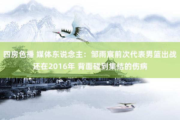 四房色播 媒体东说念主：邹雨宸前次代表男篮出战还在2016年 背面碰到集结的伤病